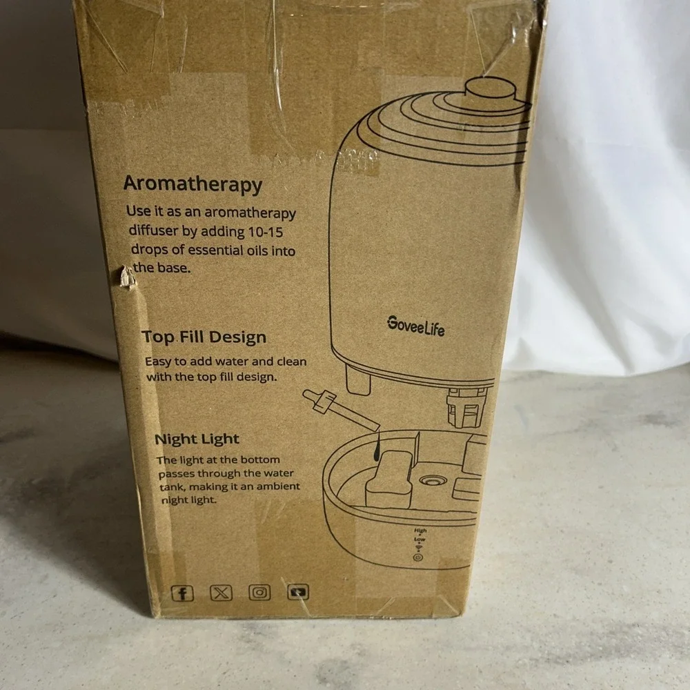GoveeLife H7140 Smart Humidifier,3L Top Fill Cool Mist Humidifier New